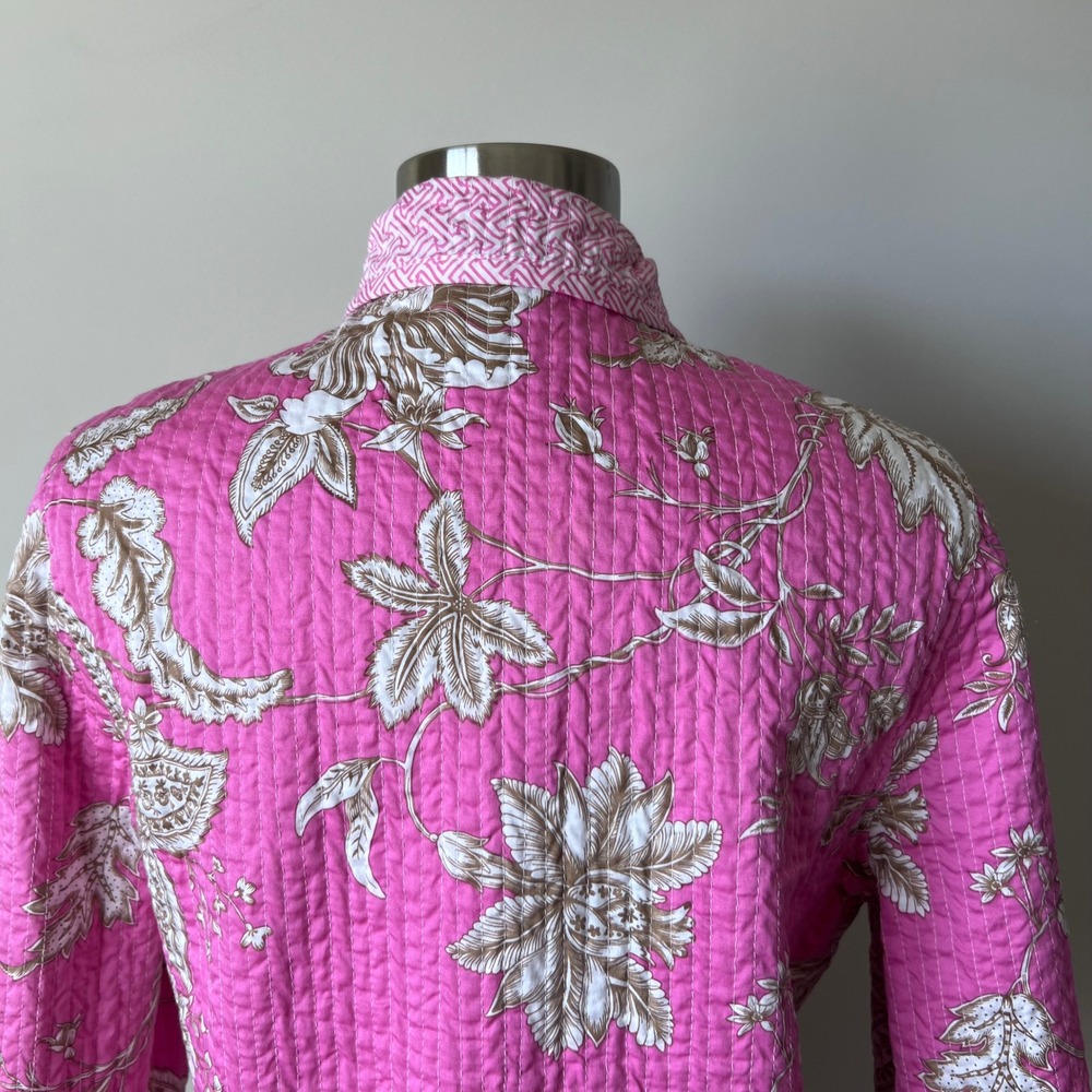 PATTY KIM Jacket‎ Hot Pink Floral Quilted Jacket Women's Size Large - Picture 11 of 16
